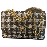 Chanel chanel 19 black tweed handbag