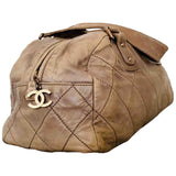 Chanel khaki leather handbag