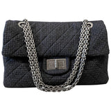 Chanel 2.55 black tweed handbag