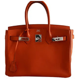 Hermès birkin 30 orange leather handbag