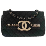 Chanel timeless/classique black denim - jeans handbag