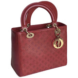 Dior lady dior burgundy leather handbag