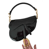 Dior saddle black patent leather handbag