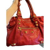 Balenciaga city red leather handbag