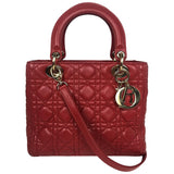 Dior lady dior red leather handbag
