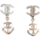 Chanel cc silver metal earrings