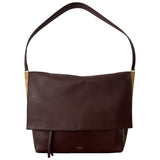 Celine clasp burgundy leather handbag