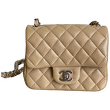 Chanel timeless/classique beige leather handbag