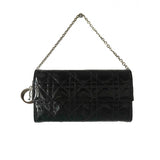 Dior lady dior black patent leather clutch bag