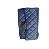 Chanel timeless/classique blue leather handbag