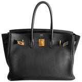 Hermès birkin 35 black leather handbag