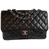 Chanel timeless/classique black leather handbag