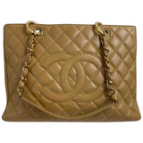 Chanel grand shopping beige leather handbag