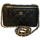 Chanel vanity black leather handbag