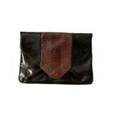 Dries Van Noten black leather clutch bag
