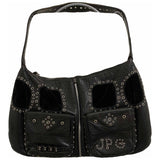Jean Paul Gaultier black leather handbag