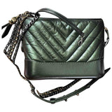 Chanel gabrielle green leather handbag