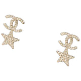 Chanel cc silver crystal earrings