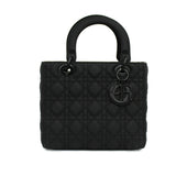 Dior lady dior black leather handbag