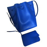 Mansur Gavriel bucket blue leather handbag