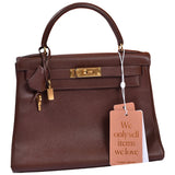 Hermès kelly 32 brown leather handbag