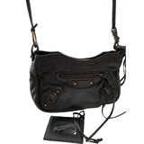 Balenciaga first black leather handbag