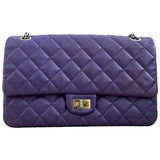 Chanel timeless/classique purple leather handbag