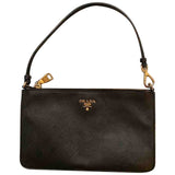 Prada black leather clutch bag