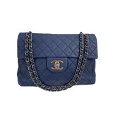 Chanel timeless/classique blue leather handbag