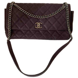 Chanel timeless/classique purple leather handbag