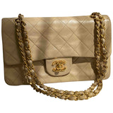 Chanel timeless/classique beige leather handbag