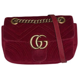 Gucci marmont red velvet handbag
