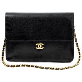 Chanel black lizard handbag