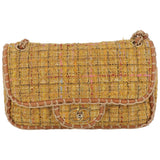 Chanel timeless/classique yellow tweed handbag