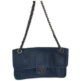 Chanel timeless/classique blue leather handbag