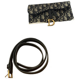 Dior saddle blue leather clutch bag