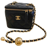 Chanel vanity black leather handbag