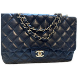 Chanel timeless/classique black leather handbag