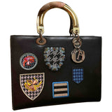 Dior lady dior black leather handbag
