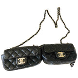 Chanel side pack black leather handbag