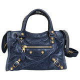 Balenciaga city blue leather handbag