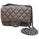 Chanel timeless/classique silver leather handbag