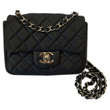 Chanel timeless/classique blue leather handbag