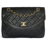 Chanel timeless/classique black leather handbag