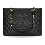 Chanel grand shopping black leather handbag