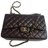 Chanel timeless/classique purple leather handbag