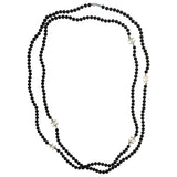 Chanel cc black pearls long necklaces