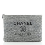 Chanel deauville grey cloth handbag