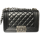 Chanel boy black leather handbag