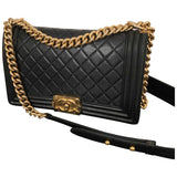 Chanel boy black leather handbag